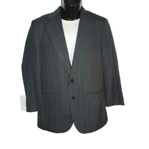 Town Craft Men’s Gray instripe Two‑Button Blazer Suit Jacket Size 42 M003